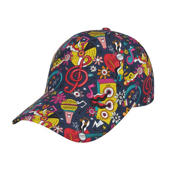 Rateoe Rock Music Pattern Baseball Cap Outdoor Cap Mountain Dad Hat - Unstructured Soft Cotton Cap-Adjustable UV Protection Cap