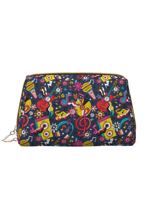 Rock Music for Travel Makeup Bag,Large Capacity Cosmetic Bags for Women,Waterproof Portable Pouch Open Flat Toiletry Bag Make up Organizer