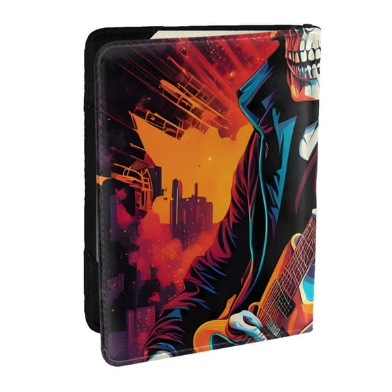 Rateoe Rock Skull Singer Pattern Passport Holder Wallet Leather Mulit-purpose Travel Wallet Credit Cards Case ,Passport Cover for Women Men-6.5 in