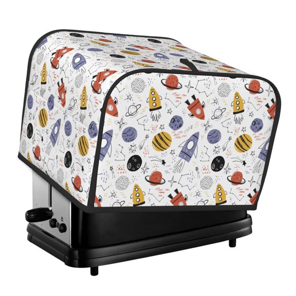 Rateoe Rocket Planets Pattern Toaster Covers 4 Slice Wide Slot,Bread Machine Cover,Bread Dust Cover & Fingerprint Protection,Appliance Covers