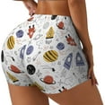 thumbnail image 1 of Rateoe Rocket Planets Printed Power Workout Shorts for Women Tummy Control Squat Proof Ribbed Thick Seamless Scrunch Active Short-X-Large, 1 of 8