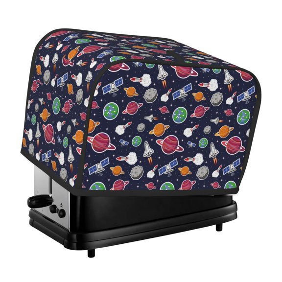 Rateoe Rocket Satellite Pattern Toaster Covers 2 Slice Wide Slot,Bread Machine Cover,Bread Dust Cover & Fingerprint Protection,Appliance Covers