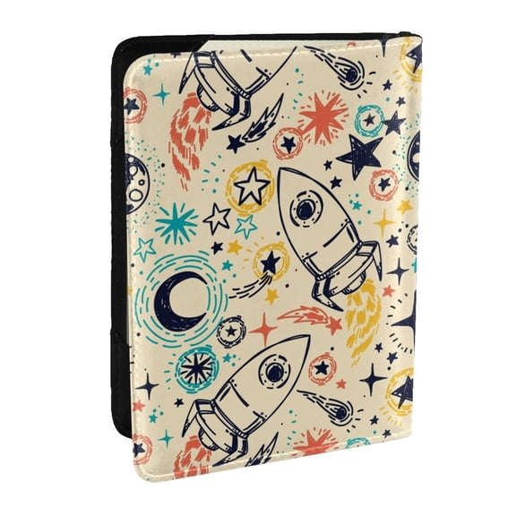 Rateoe Rockets Pattern Passport Holder Wallet Leather Mulit-purpose Travel Wallet Credit Cards Case ,Passport Cover for Women Men-6.5 in