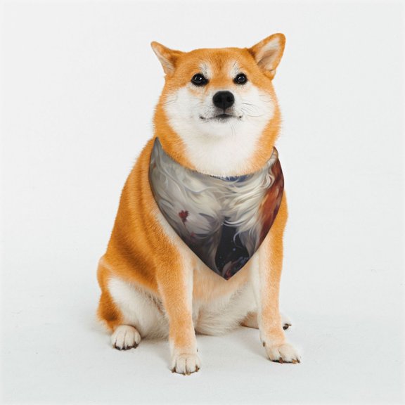 Rateoe Romantic Flower Fox Couple Print Pet Scarf for Dogs and Cats – Stylish Reflective Design, Breathable & Durable Pet Bandana with Quick-Release Buckle-Small