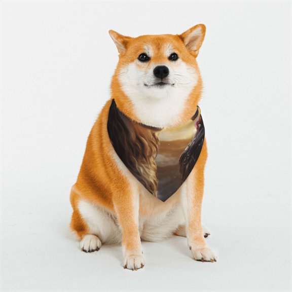 Rateoe Romantic Flower Lion Couple Print Pet Scarf for Dogs and Cats – Stylish Reflective Design, Breathable & Durable Pet Bandana with Quick-Release Buckle-Medium