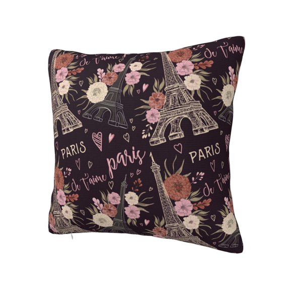 Rateoe Romantic Paris Pattern Throw Pillow Cover Premium Pillow Stuffer Sham Square for Decorative Cushion Bed Couch Sofa(Pillow insert not included)