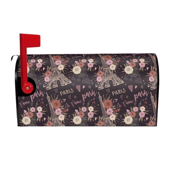 Rateoe Romantic Paris Printed Mailbox Covers - Easy to Install Fall, Winter, Spring, Summer Mailbox Cover - Weather and UV-Resistant Mailbox Decor - Mailbox Magnetic Covers-25.5x21 in