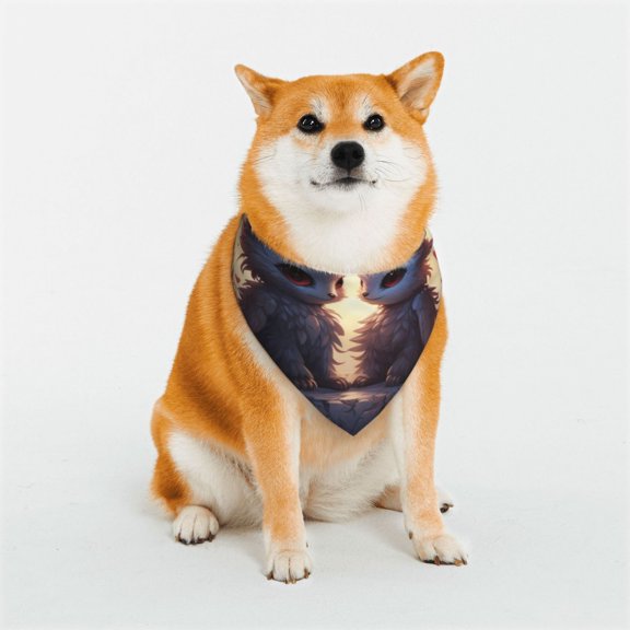 Rateoe Romantic Rose Animal Couple Print Pet Scarf for Dogs and Cats – Stylish Reflective Design, Breathable & Durable Pet Bandana with Quick-Release Buckle-Medium