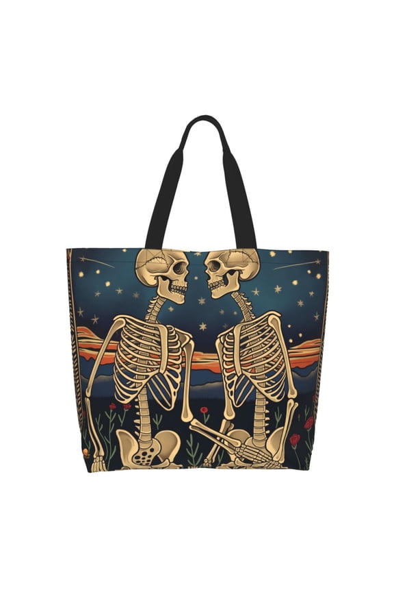 Romantic Skeletons Under Moon Tote Bag - Waterproof Lightweight Handbags Travel Shoulder Bag for Hiking Yoga Gym Swimming Travel Beach