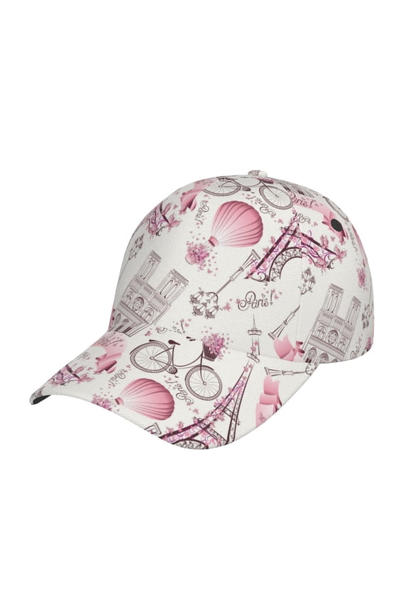 Romantic Travel In Paris Pattern Mens Baseball Cap Adjustable Curved Brim Hat, Soft Cotton Sports Cap for Outdoor, Casual, and Everyday Wear, Comfortable & Breathable