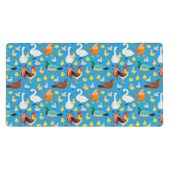 Rateoe Rooster And Chickens Print Mouse Pad - Extended Large Gaming Mousepad,Non-Slip Stitched Edge,16x29.5 Inch