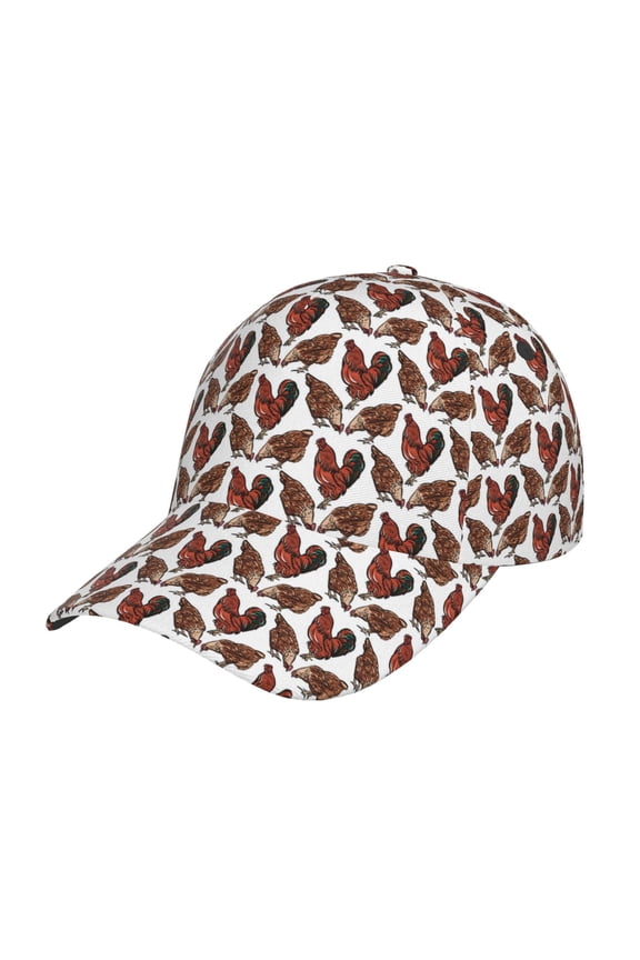 A Rooster With Chickens Pattern Mens Baseball Cap  Adjustable Curved Brim Hat, Soft Cotton Sports Cap for Outdoor, Casual, and Everyday Wear, Comfortable & Breathable