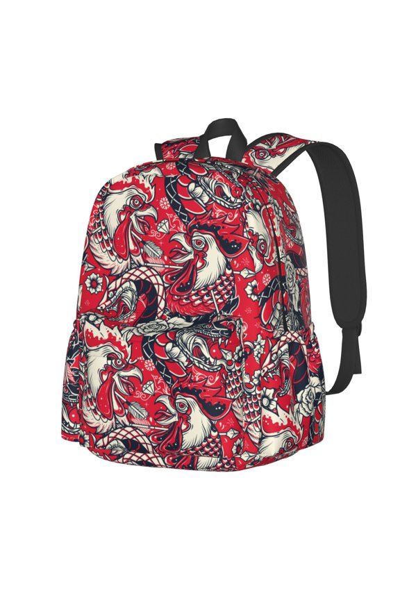 Rooster Head Pattern Student Backpack,Backpack for School,Lightweight Bag,Travel Backpack,Outdoor Backpack,Large Capacity Backpack