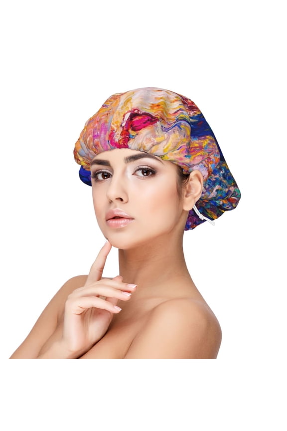 Rooster Oil Painting Pattern Silk Satin Hair Bonnet for Sleeping, Adjustable Sleep Cap Turban for Women , Curly Straight Hair Long Large Braid