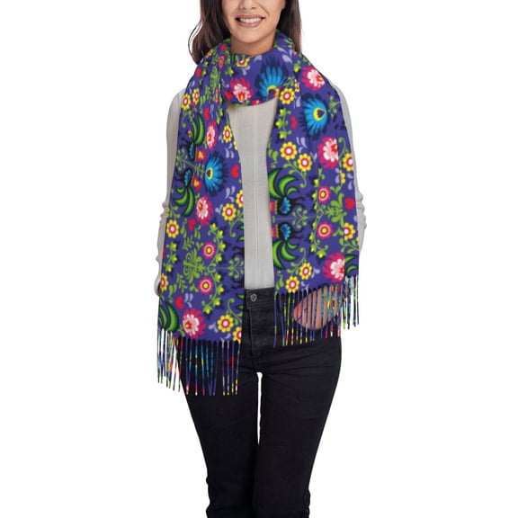 Rateoe Roosters 1 Women's Traditional Scarf Wrap Tassel Shawl Fringes Neck Head Shawl Retro Scarf