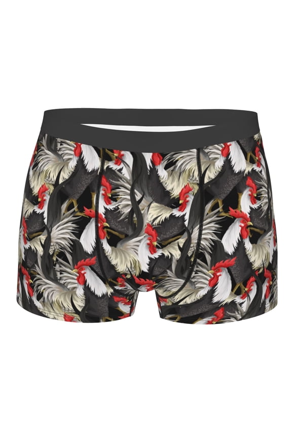 Roosters 2 Mens Boxer Briefs Poly Spandex Performance Boxer Briefs Underwear Hem Boxer Briefs - Small