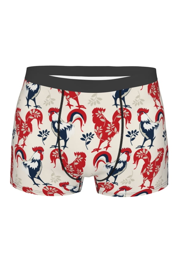 Roosters Mens Boxer Briefs Poly Spandex Performance Boxer Briefs Underwear Hem Boxer Briefs - Small