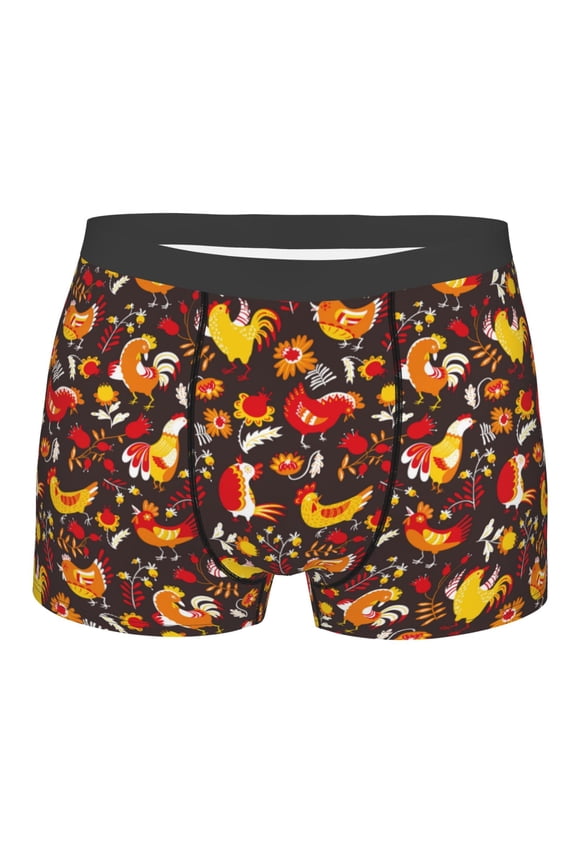 Roosters Mens Boxer Briefs Poly Spandex Performance Boxer Briefs Underwear Hem Boxer Briefs - Small