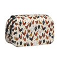 thumbnail image 1 of Rateoe Roosters and Chickens Pattern Double Clamshell Pen Case, Storage Organizer with Two Zipper Compartments– Holds Up to 50 Pencils & Pens, 1 of 7