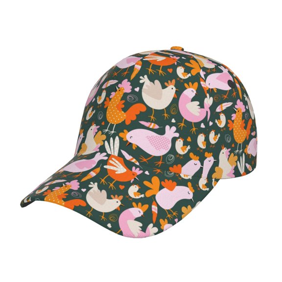 Rateoe Roosters and Chicks Pattern Baseball Cap Outdoor Cap Mountain Dad Hat - Unstructured Soft Cotton Cap-Adjustable UV Protection Cap