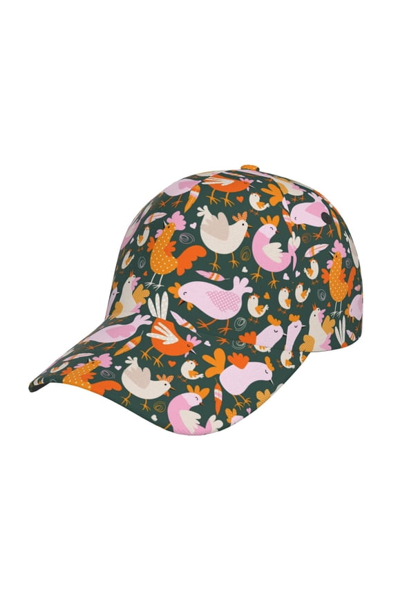 Roosters and Chicks Pattern Baseball Cap Outdoor Cap Mountain Dad Hat - Unstructured Soft Cotton Cap-Adjustable UV Protection Cap