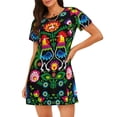 thumbnail image 1 of Rateoe Roosters and Flowers Print Women’s Nightdress – Cozy Cotton Short-sleeved Sleep Shirt, Loose-Fit Sleepwear, Perfect for Relaxing and Sleeping, 1 of 6
