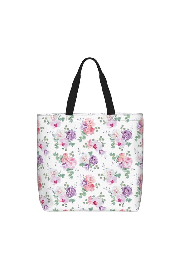 Rose Flower B Print Lightweight Tote Bag for Women, Water-Resistant Shoulder Bag with Zipper, Spacious Casual Handbag for Work, School, Shopping