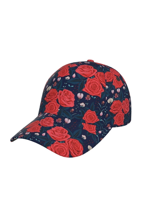 Rose Flower Pattern Baseball Cap Outdoor Cap Mountain Dad Hat - Unstructured Soft Cotton Cap-Adjustable UV Protection Cap