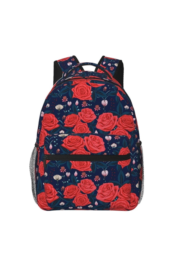 Rose Flower Pattern Casual Backpack for School, Work, Travel  Adjustable Straps, Multiple Compartments  Ergonomic Design, Fits Laptops and Tablets