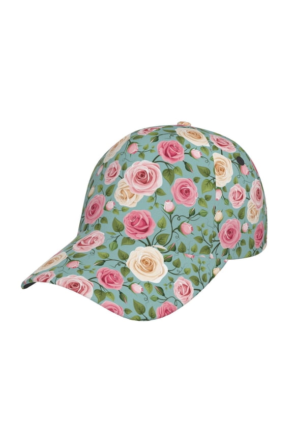 Rose Flowers Pattern Baseball Cap Outdoor Cap Mountain Dad Hat - Unstructured Soft Cotton Cap-Adjustable UV Protection Cap