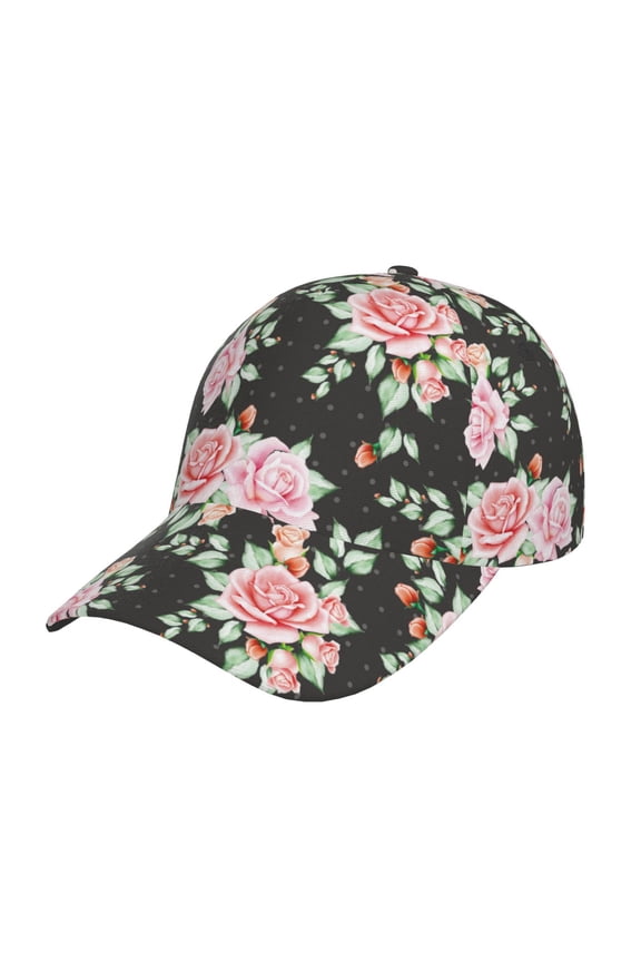 Rose Flowers Pattern Baseball Cap Outdoor Cap Mountain Dad Hat - Unstructured Soft Cotton Cap-Adjustable UV Protection Cap