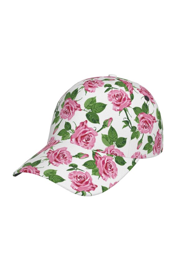 Rose Flowers Pattern Baseball Cap Outdoor Cap Mountain Dad Hat - Unstructured Soft Cotton Cap-Adjustable UV Protection Cap