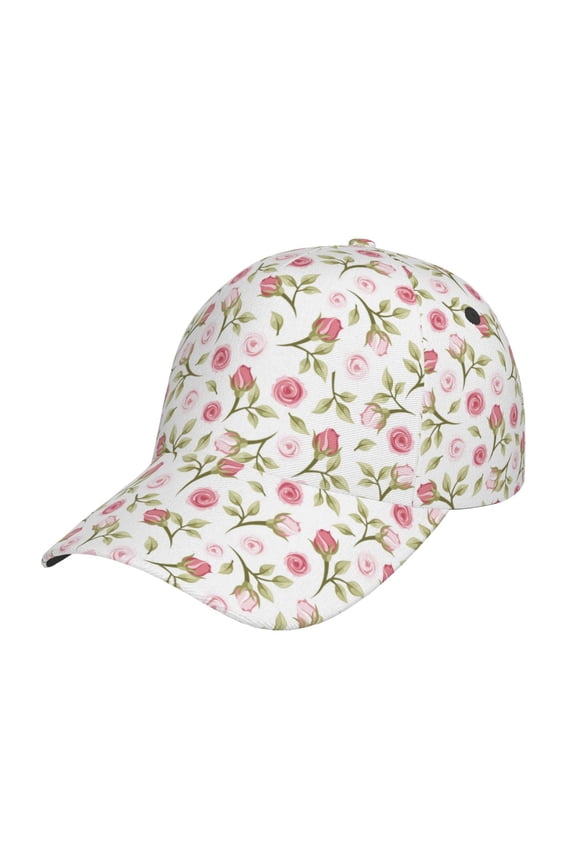 Rose Flowers Pattern Baseball Cap Outdoor Cap Mountain Dad Hat - Unstructured Soft Cotton Cap-Adjustable UV Protection Cap