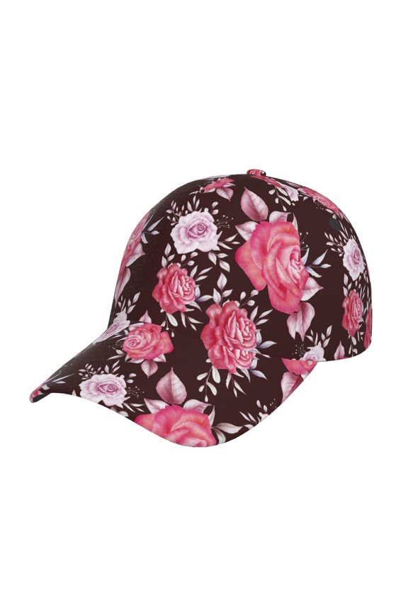 Rose Flowers Pattern Baseball Cap Outdoor Cap Mountain Dad Hat - Unstructured Soft Cotton Cap-Adjustable UV Protection Cap