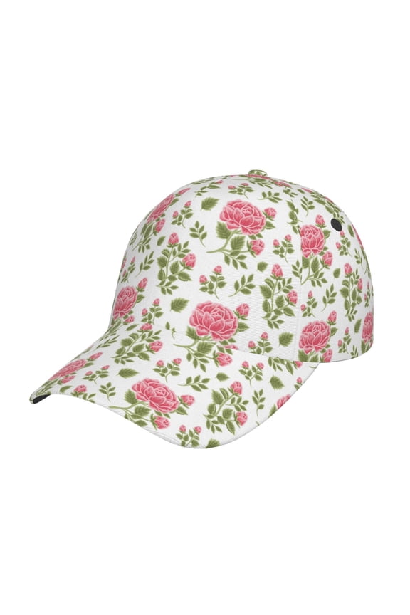 Rose Flowers Pattern Baseball Cap Outdoor Cap Mountain Dad Hat - Unstructured Soft Cotton Cap-Adjustable UV Protection Cap