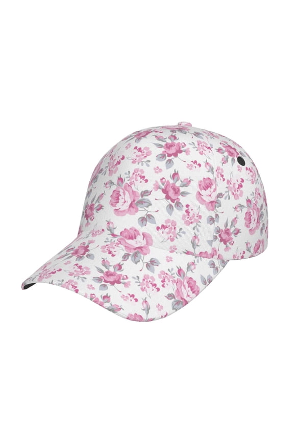 Rose Flowers Pattern Baseball Cap Outdoor Cap Mountain Dad Hat - Unstructured Soft Cotton Cap-Adjustable UV Protection Cap