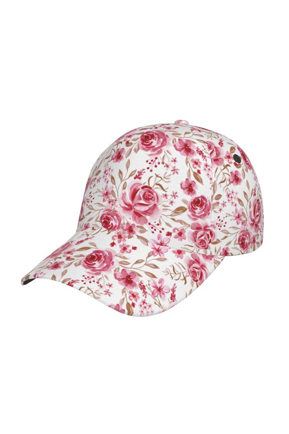 Rose Flowers Pattern Baseball Cap Outdoor Cap Mountain Dad Hat - Unstructured Soft Cotton Cap-Adjustable UV Protection Cap