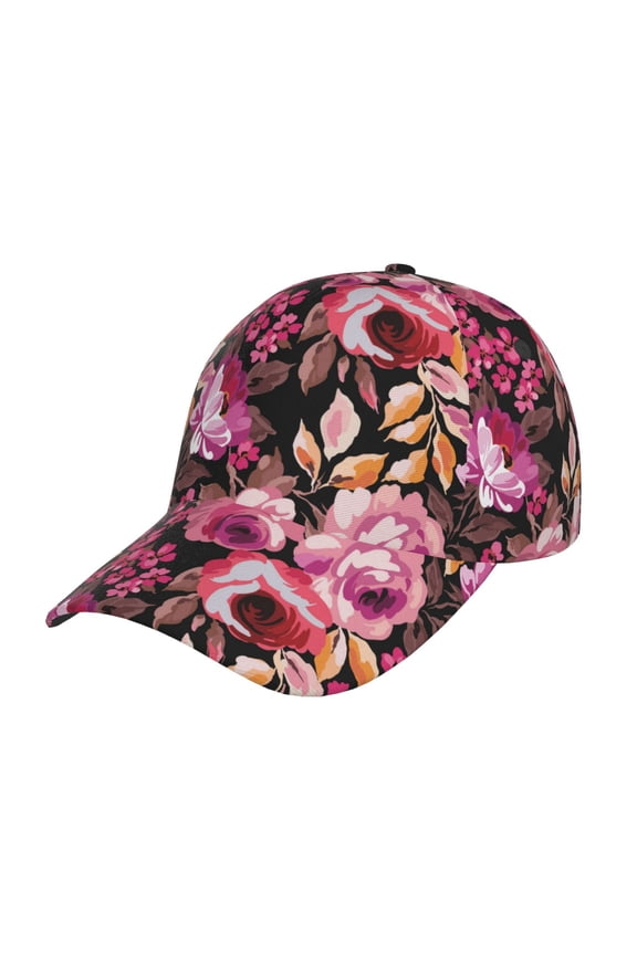 Rose Flowers Pattern Baseball Cap Outdoor Cap Mountain Dad Hat - Unstructured Soft Cotton Cap-Adjustable UV Protection Cap