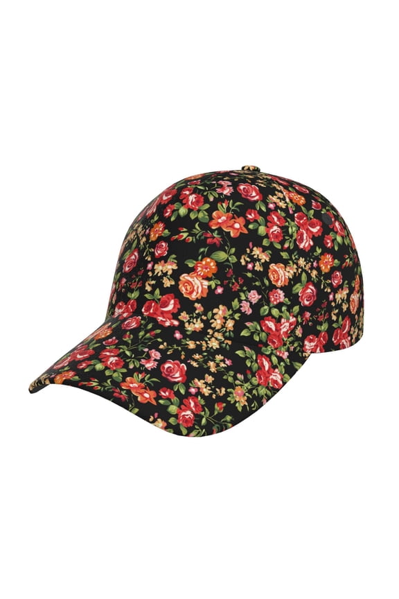 Rose Flowers Pattern Baseball Cap Outdoor Cap Mountain Dad Hat - Unstructured Soft Cotton Cap-Adjustable UV Protection Cap