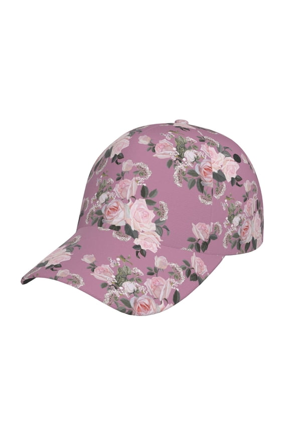 Rose Flowers Pattern Baseball Cap Outdoor Cap Mountain Dad Hat - Unstructured Soft Cotton Cap-Adjustable UV Protection Cap