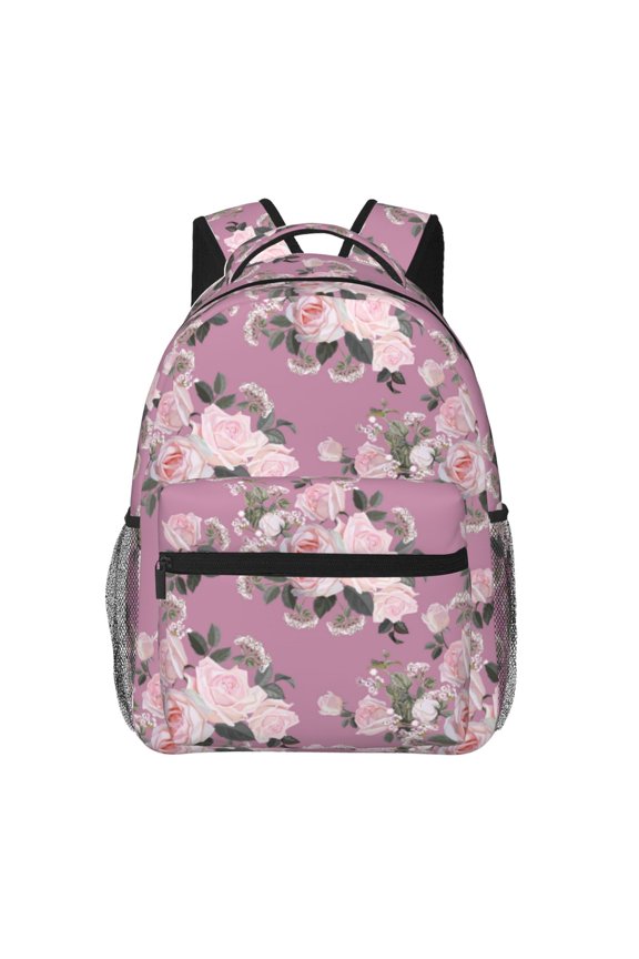 Rose Flowers Pattern Casual Backpack for School, Work, Travel  Adjustable Straps, Multiple Compartments  Ergonomic Design, Fits Laptops and Tablets