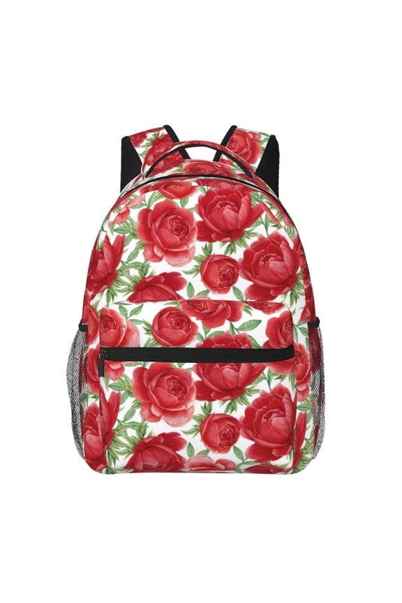 Rose Flowers Pattern Casual Backpack for School, Work, Travel  Adjustable Straps, Multiple Compartments  Ergonomic Design, Fits Laptops and Tablets
