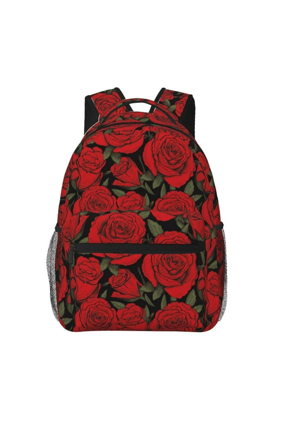 Rose Flowers Pattern Casual Backpack for School, Work, Travel  Adjustable Straps, Multiple Compartments  Ergonomic Design, Fits Laptops and Tablets
