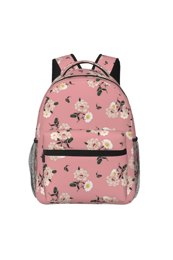 Rose Flowers Pattern Casual Backpack for School, Work, Travel Adjustable Straps, Multiple Compartments Ergonomic Design, Fits Laptops and Tablets