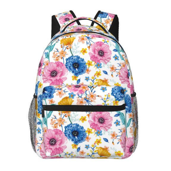 Rateoe Rose Flowers Pattern Casual Backpack for School, Work, Travel Adjustable Straps, Multiple Compartments Ergonomic Design, Fits Laptops and Tablets