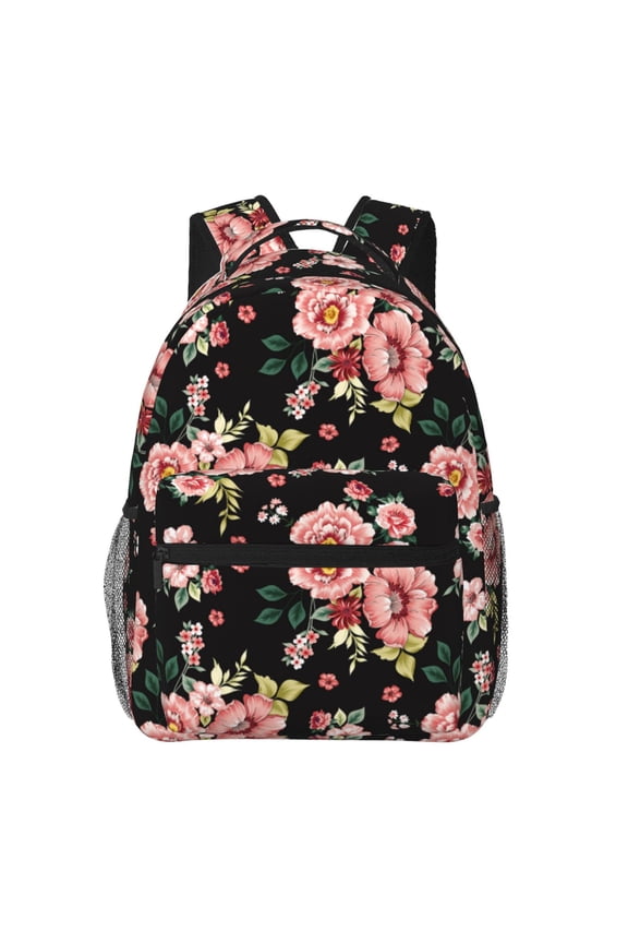 Rose Flowers Pattern Casual Backpack for School, Work, Travel Adjustable Straps, Multiple Compartments Ergonomic Design, Fits Laptops and Tablets