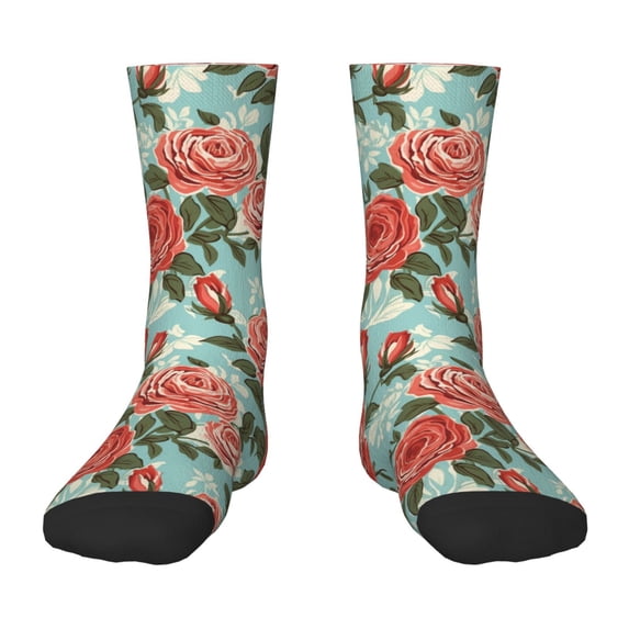 Rateoe Rose Flowers Pattern Children's Socks, Socks Gifts ,kids Crew Soft Cotton Socks , Moisture-Wicking, Durable, Ideal for Daily Wear & Sports