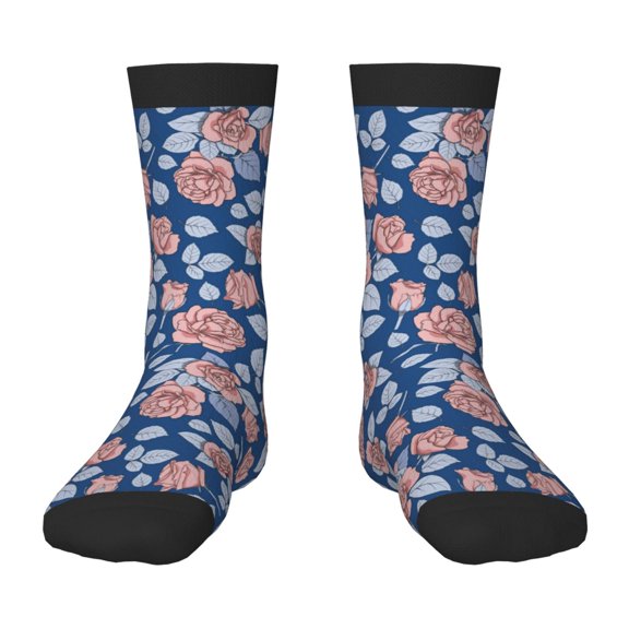 Rateoe Rose Flowers Pattern Children's Socks, Socks Gifts ,kids Crew Soft Cotton Socks , Moisture-Wicking, Durable, Ideal for Daily Wear & Sports