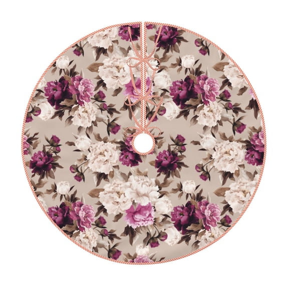 Rateoe Rose Flowers Pattern Christmas Tree Skirt with Ties , Christmas Tree Decorations, Farmhouse Christmas Decor Xmas Holiday Decorations-36"