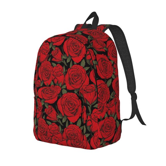 Rateoe Rose Flowers Pattern Durable Canvas Backpack for Men & Women – Stylish & Lightweight – Adjustable Straps, Multiple Pockets – Fits 15-17 Inch LaptopsMedium